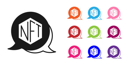 Black NFT Digital crypto art icon isolated on white background. Non fungible token. Set icons colorful. Vector.のイラスト素材