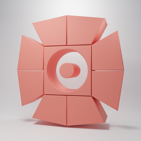 Pink Movie spotlight icon isolated on pink background. Light Effect. Scene, Studio, Show. Minimalism concept. 3D render illustration.の写真素材