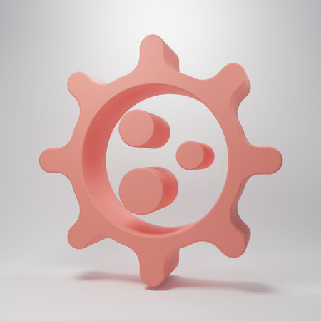 Pink Virus icon isolated on pink background. Bacteria and germs, cell cancer, microbe, fungi. Minimalism concept. 3D render illustration.の写真素材