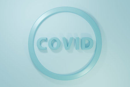Blue Corona virus covid-19 icon isolated on blue background. 3D render illustration.
