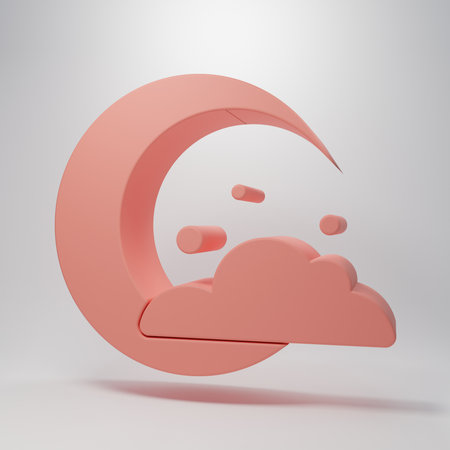 Pink Moon and stars icon isolated on pink background. Cloudy night sign. Sleep dreams symbol. Night or bed time sign. Minimalism concept. 3D render illustration.の写真素材