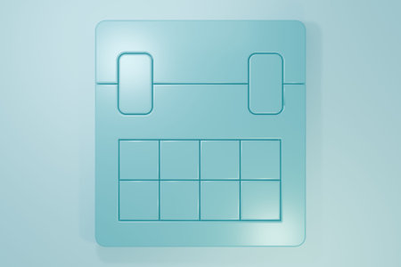 Blue Calendar icon isolated on blue background. Event reminder symbol. Minimalism concept. 3D render...
