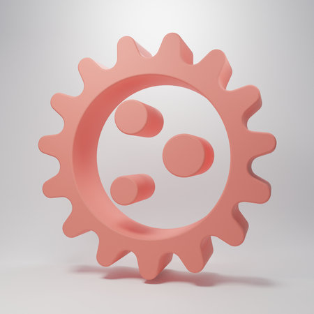 Pink Virus icon isolated on pink background. Bacteria and germs, cell, microbe, fungi. Minimalism concept. 3D render illustration.の写真素材