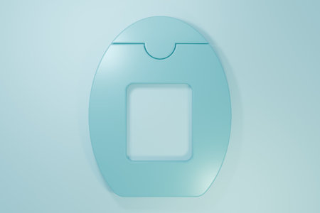 Blue icon isolated on blue background. Minimalism concept. 3D render illustration.の写真素材