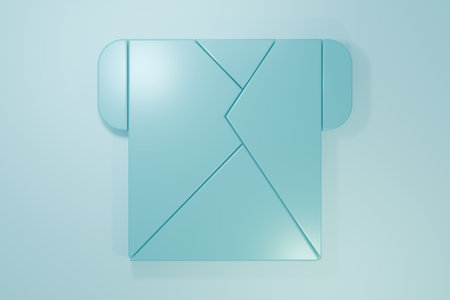 Blue Envelope icon isolated on blue background. Email message letter symbol. Minimalism concept. 3D render illustration.の写真素材