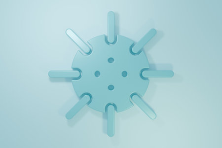 Blue mine icon isolated on blue background. Minimalism concept. 3D render illustration.の写真素材