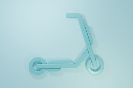 Blue Scooter delivery icon isolated on blue background. Delivery service concept. Minimalism concept. 3D render illustration.の写真素材