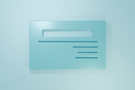 Blue Visiting card, business card icon isolated on blue background. Corporate identity template. Minimalism concept. 3D render illustration.の写真素材