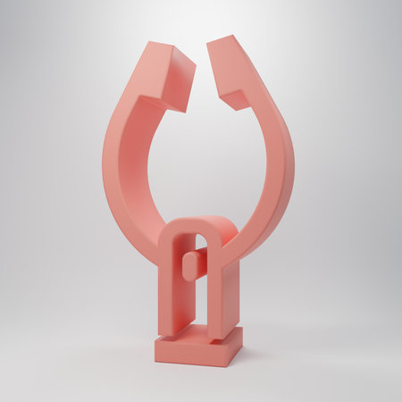 Pink Meat tongs icon isolated on pink background. BBQ tongs sign. Barbecue and grill tool. Minimalism concept. 3D render illustration.の写真素材