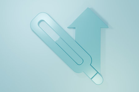 Blue Medical thermometer for medical examination icon isolated on blue background. Minimalism concept. 3D render illustration.の写真素材