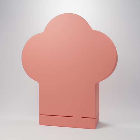 Pink Chef hat icon isolated on pink background. Cooking symbol. Cooks hat. Minimalism concept. 3D render illustration.の写真素材