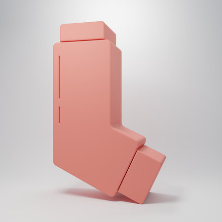 Pink Inhaler icon isolated on pink background. Breather for cough relief, inhalation, allergic patient. Medical allergy asthma inhaler spray. Minimalism concept. 3D render illustration.の写真素材