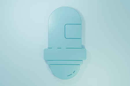 Blue roll icon isolated on blue background. Minimalism concept. 3D render illustration.の写真素材