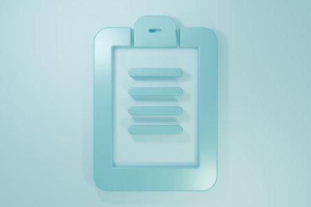 Blue Police report icon isolated on blue background. Minimalism concept. 3D render illustration.の写真素材