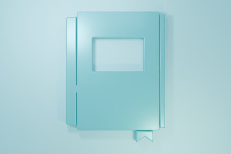 Blue Book icon isolated on blue background. Minimalism concept. 3D render illustration.の写真素材