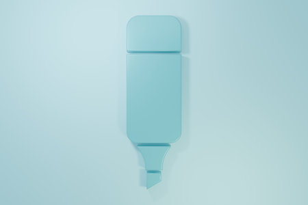Blue Marker pen icon isolated on blue background. Minimalism concept. 3D render illustration.の写真素材