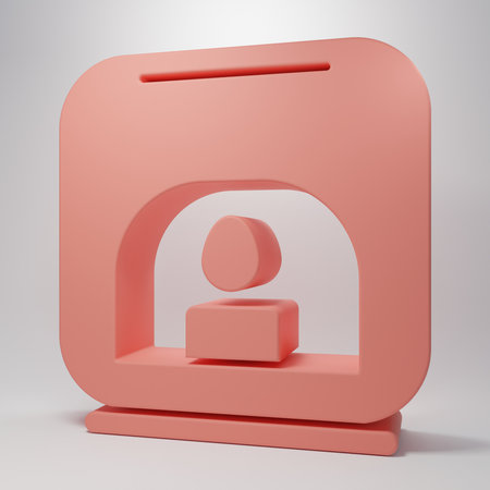 Pink icon isolated on pink background. Minimalism concept. 3D render illustration.の写真素材