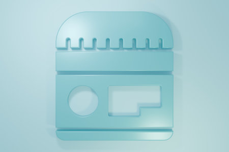 Blue 3D render illustration icon isolated on blue background.の写真素材