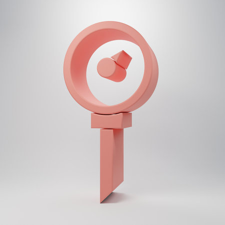Pink Kitchen thermometer icon isolated on pink background. Minimalism concept. 3D render illustration.の写真素材