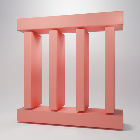 Pink window icon isolated on pink background. Minimalism concept. 3D render illustration.