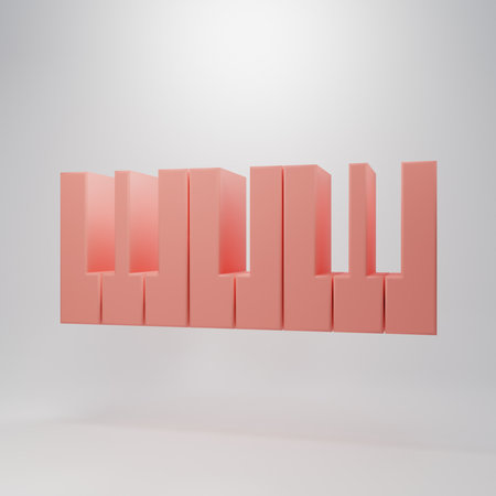 Pink Music synthesizer icon isolated on pink background. Electronic piano. Minimalism concept. 3D render illustration.の写真素材