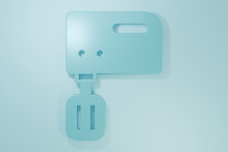 Blue Electric mixer icon isolated on blue background. Kitchen blender. Minimalism concept. 3D render illustration.の写真素材