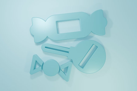 Blue Candy icon isolated on blue background. Minimalism concept. 3D render illustration.