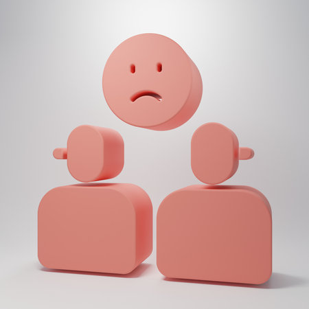 Pink Complicated relationship icon isolated on pink background. Bad communication. Colleague complicated relationship. Minimalism concept. 3D render illustration.の写真素材