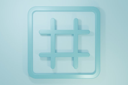 Blue Waffle icon isolated on blue background. Minimalism concept. 3D render illustration.の写真素材