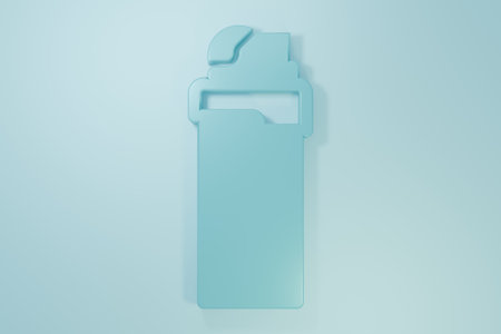 Blue icon isolated on blue background. Minimalism concept. 3D render illustration.の写真素材