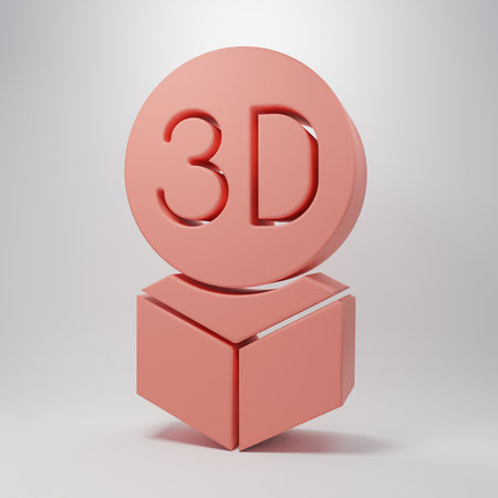 Pink Isometric cube icon isolated on pink background. Geometric cubes solid icon. 3D square sign. Box symbol. Minimalism concept. 3D render illustration.の写真素材