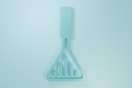 Blue Barbecue spatula icon isolated on blue background. Kitchen spatula icon. BBQ spatula sign. Barbecue and grill tool. Minimalism concept. 3D render illustration.の写真素材