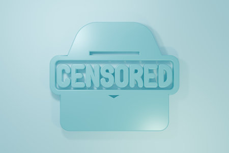 Blue Censored stamp icon isolated on blue background. Minimalism concept. 3D render illustration.の写真素材