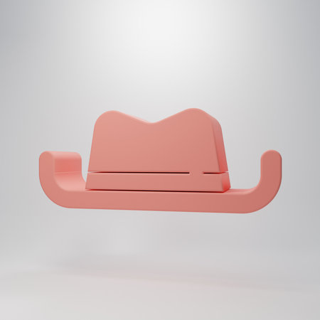 Pink Western cowboy hat icon isolated on pink background. Minimalism concept. 3D render illustration.の写真素材