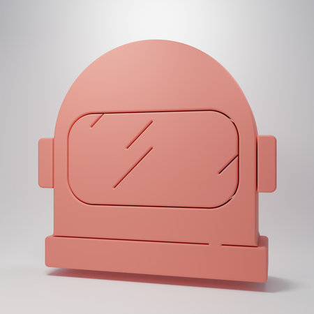 Pink Astronaut helmet icon isolated on pink background. Minimalism concept. 3D render illustration.の写真素材
