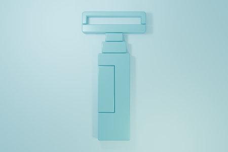 Blue Marker icon isolated on blue background. Minimalism concept. 3D render illustration.の写真素材
