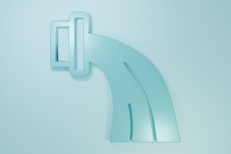 Blue Aquarius zodiac sign icon isolated on blue background. Minimalism concept. 3D render illustration.の写真素材