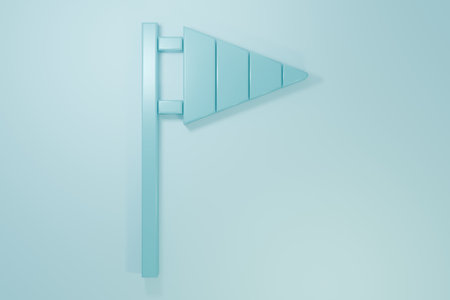 Blue Golf flag icon isolated on blue background. Golf equipment or accessory. Minimalism concept. 3D render illustration.の写真素材
