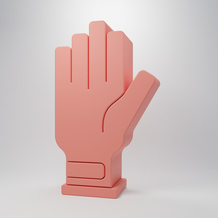 Pink Golf glove icon isolated on pink background. Sport equipment. Sports uniform. Minimalism concept. 3D render illustration.の写真素材