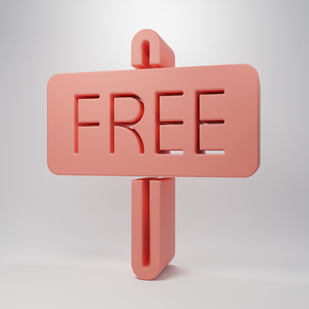 Pink Free icon isolated on pink background. Minimalism concept. 3D render illustration.の写真素材