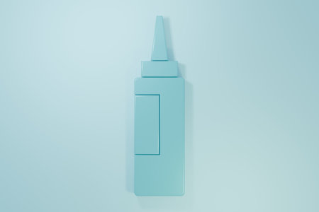 Blue Cream or lotion cosmetic tube icon isolated on blue background. Body care products for woman. Minimalism concept. 3D render illustration.の写真素材