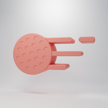 Pink Golf ball icon isolated on pink background. Minimalism concept. 3D render illustration.の写真素材