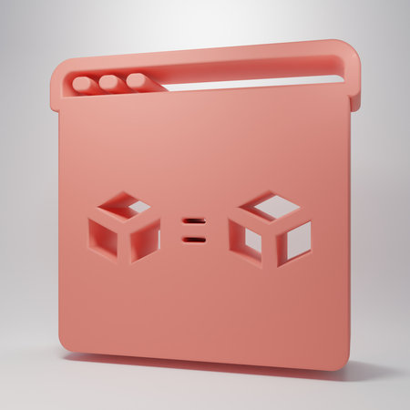 Pink 3D printer icon isolated on pink background. 3d printing. Minimalism concept. 3D render illustration.の写真素材