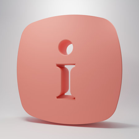 Pink Information icon isolated on pink background. Minimalism concept. 3D render illustration.の写真素材