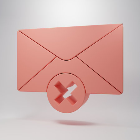 Pink Delete envelope icon isolated on pink background. Delete or error letter. Cross on message. Rejected mail. Minimalism concept. 3D render illustration.の写真素材