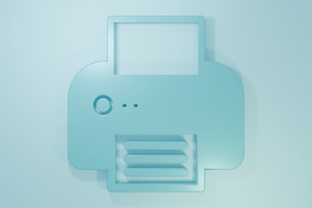 Blue Printer icon isolated on blue background. Minimalism concept. 3D render illustration.