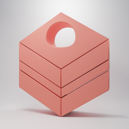 Pink Brownie chocolate cake icon isolated on pink background. Minimalism concept. 3D render...