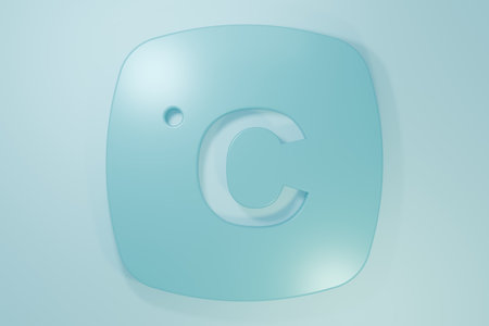 Blue Celsius icon isolated on blue background. Minimalism concept. 3D render illustration.の写真素材