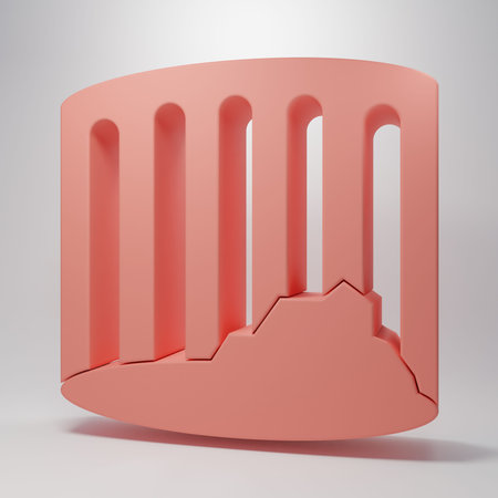 Pink Ancient column icon isolated on pink background. Minimalism concept. 3D render illustration.