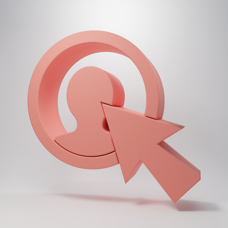 Pink User of man in business suit icon isolated on pink background. Business avatar symbol - user profile icon. Male user sign. Minimalism concept. 3D render illustration.の写真素材